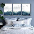 Miniatyrbild 1 av 5: Wekity Misty Forest Väggkonst Canvas Tryck Affisch, Enkelt Mode Fotografi Konst Dekor för Hem Vardagsrum Sovrum Kontor (Set om 3 Oinramade, 6'x8')