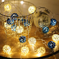 Miniatyrbillede 3 af 4: Dekorative Rattan Kugle Lyskæde Med 20 LED Pærer Conn
