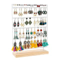 Miniatyrbild 2 av 5: Örhängehållare Stativ Smyckeshållare Organizer Display Rack 5 Tier 100 Hål Örhänge Rack Med Trä