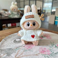 Miniatyrbild 3 av 5: [HH] Andra generationens LABUBU Sit Party Series Docka Kappa Vintertröja Kostym för ToCartoony Plysch och Plast Kläder Endast Pink white sweater