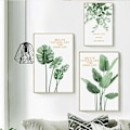 Miniatyrbillede 3 af 4: Wekity Botaniske Vægkunst Tryk Sæt af 3 Tropiske Blade Lærred Dekor Planteblad Boho Væg Dekor Billeder Grønne Boho Plakater Kunst Sæt Badeværelse Væg Ar