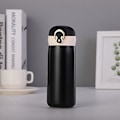 Miniatyrbild 1 av 4: 320ml Kreativ Guldlås Rostfritt Stål 316 Termosmugg Bärbar Mini Vattenflaska Automatisk Lock Termos Vattenflaska (Kapacitet: 320ml, Färg: Svart)(WZ1600