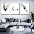 Miniatyrbild 1 av 5: Wekity Hand i Hand och Kärlek Väggkonst Canvas Tryck Affisch, Enkelt Mode Svart och Vitt Skiss Konst Linje Ritning Dekor för Hem Vardagsrum Sovrum Av