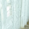 Miniatyrbillede 4 af 5: Hvide gardiner i voile til soveværelse, lange blomsterbroderede gardiner til stue, broderede vinduesgardiner, 2 paneler