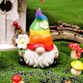 Miniatyrbilde 1 av 5: Hage Regnbue Nisse Harpiks Statue, Ansiktsløs Dukke Figurer Miniatyr Hjemmedekorasjon For Plen