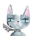 Miniatyrbillede 5 af 5: Wekity Væglærred med Ræv og Kat, Simpel Sødt Akvarel Kunst Tegning Dekoration til Hjemmet Stue Soveværelse Kontor og Børneværelse (Sæt