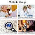 Miniatyrbilde 3 av 5: Lighted Reading Magnifier, Illuminated Magnifying Glass With 3 Led Lights For Seniors Or Visually