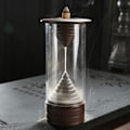 Miniatyrbillede 1 af 2: /HA/Håndlavet keramisk backflow røgelsesholder med LED-lys og akryl vindtæt låg til boligindretning Aromaterapi (timeglas)