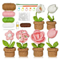 Miniatyrbillede 1 af 5: Begynder hæklekit - 6 stk. nemme hækleblomster til voksne med videovejledning Potteplanter til hjemmet