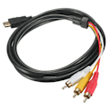 Miniatyrbillede 2 af 4: Sort 1,5 m Hdmi-han til 3 Rca-lyd Av-kabeladapter til Hdtv 1080p