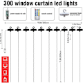 Miniatyrbild 2 av 5: Dazzle Bright gardinljusslingor, 300 LED 9,8ft x 9,8ft 8 belysningslägen Fe-ljus USB-drivna, för jul, fest, bröllop utomhus inomhus