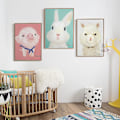 Miniatyrbillede 1 af 4: Wekity Cartoon Alpaca, Kanin og Gris Vægkunst Lærredstryk Plakat, Enkelt Sødt Akvarel Kunsttegning Dekoration til Hjem Stue Soveværelse og Børn
