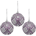 Miniatyrbilde 1 av 5: 8 cm glitrende krystall shatterproof julekule ornamenter 3 stk (lilla)bd