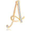 Miniatyrbild 1 av 4: Brev Brosch Pins Initial Rhinestone Brosch för Kvinnor Hantverk Guld A-Z,WZ-1194R