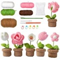 Miniatyrbilde 4 av 5: Nybegynner hekle sett - 6 stk enkle hekleblomster for voksne med videoopplæring Potteplanter for hjemmet
