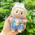 Miniatyrbild 1 av 5: [HH] Högkvalitativ Söt Klänning Outfit Kläder 17cm Plyschdocka Färg Rutig Labubu Dockkläder 21.(Just clothes)