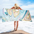 Miniatyrbillede 3 af 5: Farverige prints store strandhåndklæder hurtigtørrende surf poncho mikrofiber badehåndklæde rejse sjal strand yoga picnic fitnessmåtte gave til kvinder