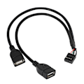 Pikkukuva 2 / 3: 1x 30cm 10-nastainen emolevy Usb 2.0 -sovitin Y-haaroitinkaapeli ja 2x 50cm 5-nastainen emolevyjatkokaapeli