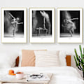 Miniatyrbild 1 av 5: Wekity Ballet Solo Väggkonst Canvas Tryck Affisch, Enkelt Mode Svartvitt Fotografi Konst Dekor för Hem Vardagsrum Sovrum Kontor (Set om 3 Oinramade)