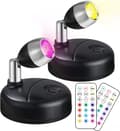 2-pack Mini RGB Batteridrivna Spotlights för Inomhusbruk med Fjärrkontroll