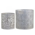 Miniatyrbillede 1 af 3: Ljuslytor med bladmönster 2-pack Chic Antique Grey