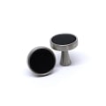 Miniatyrbillede 1 af 2: Knopper 2-pak - Elegant i metal og læder - Sølv / Sort Black