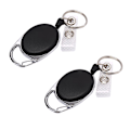 Miniatyrbillede 1 af 3: 2-pack Utdragbar ID-hållare (nyckelhållare) Jojo-funktion Svart Black