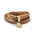 Miniatyrbilde 1 av 2: Flettet smalt belte i syntetisk skinn Gullspenne Dame - Flere farger Light brown