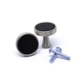 Miniatyrbillede 2 af 2: Knopper 2-pak - Elegant i metal og læder - Sølv / Sort Black