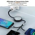 Miniatyrbild 5 av 5: 100W 3-i-1 infällbar snabbladdningskabel, Multi USB-kabel med Type-C/Lightning/Micro-USB-kontakter