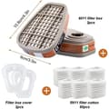 Miniatyrbilde 2 av 5: 3M 6001 Karbon Åndedrettsfilter + 60 stk Bomull, passer til 6200/6800/7502 masker
