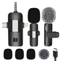 Miniatyrbillede 1 af 5: Dobbelt trådløs Lavalier-mikrofon til iPhone, Android, kamera, bærbar computer, pc, 3-i-1 trådløs clip-on mikrofon til videooptagelse, Vlog
