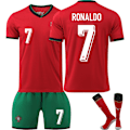 Miniatyrbillede 1 af 2: 2425 Portugal nr. 7 Ronaldo trøje EM egnet til voksne og børns fodbolduniformer med sokker S