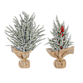 Miniatyrbild 4 av 5: Miniatyrjulgranprydnader för kontorsfönster: Snöig stil för skrivbordsdekorationer för festlig glädje