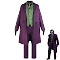 Miniatyrbilde 1 av 4: Høykvalitets Heath Ledger Cosplay-kostyme Halloween Herrefilm The Dark Knight Joker-kostyme Lilla jakke komplett sett 110