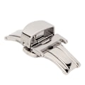 Miniatyrbild 4 av 10: Högglanspolerat silverfärgat spänne i rostfritt stål för klockarmband - Ergonomiskt klockspänne som reservdel för urmakare (16mm)