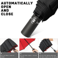 Miniatyrbild 5 av 5: Black and red man woman automatic folding umbrella windproof bus