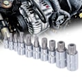 Miniatyrbilde 2 av 6: 10-delers sett med trippel firkant spline bit-piper (M4 til M18) med oppbevaringsboks for 1/4\", 3/8\" og 1/2\" fester