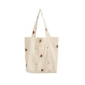 Miniatyrbillede 1 af 10: Elegant Stor Kapacitet Canvas Tote Taske med Blomsterbroderi til Bøger, Arbejde og Skole - Stilfuldt Abrikos Design, One Size