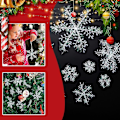 Miniatyrbilde 4 av 5: 16 Julepynt Plast Glitter Hengende Snøflak for Juletrepynt Gjenbrukbare Dobbeltsidige Snøflak 28cm