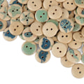 Miniatyrbilde 3 av 10: 100 stk Assorterte Trykte Treknapper 2 Hull Runde Dekorative Treknapper for Syhåndverk Loggfarge Hav