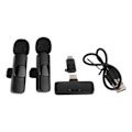 Miniatyrbilde 1 av 7: K9 Dual Wireless Lavalier Microphone Wireless Label Clip On Microphone Noise Reduction Type C for IOS-grensesnitt med innebygd batteri