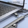 Miniatyrbilde 4 av 4: USB / Type-C / 8-pin til 3,5 mm, PD, 2 x USB, Type-C HUB-adapter 5-i-1 dokkingstasjon 5-i-1 3,5 mm Silver