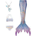 Miniatyrbillede 1 af 5: Piger Mermaid Tail Badedragt Kostume Prinsesse Bikini Badedragt Sæt E410 3-4 Years