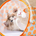 Miniatyrbild 7 av 7: Kattunnel Väska Vikbar Interaktiv 5 Hål Knastrande Ljud Tunnel Husdjursborrhink med Plyschbollar för Katter Kattungar Orange