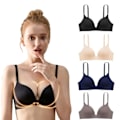 Miniatyrbillede 2 af 7: Kvinder BH 3/4 Cup Trådløs Sømløs Push Up Justerbar Blød åndbar Pure Color BH til Studerende Dame 4 stk Farve Blandet 36AB