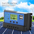 Pikkukuva 8 / 10: 12V 24V Kaksi USB-aurinkopaneelin lataussäädin LCD-näyttö 10A - Musta/Keltainen
