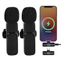 Miniatyrbilde 4 av 7: K9 Dual Wireless Lavalier Microphone Wireless Label Clip On Microphone Noise Reduction Type C for IOS-grensesnitt med innebygd batteri