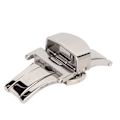Miniatyrbild 3 av 10: Högglanspolerat silverfärgat spänne i rostfritt stål för klockarmband - Ergonomiskt klockspänne som reservdel för urmakare (16mm)