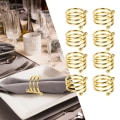 Miniatyrbilde 5 av 8: 8 stk Gull Spiral serviettringer Elegante rustforebyggende metall serviettringer til bryllupsbursdagsmiddag Familiefest